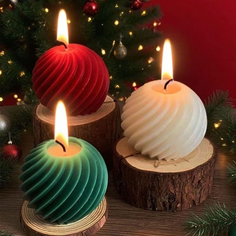 Soap Making In Home - Spiral stripe Ball Silicone Candle Mold