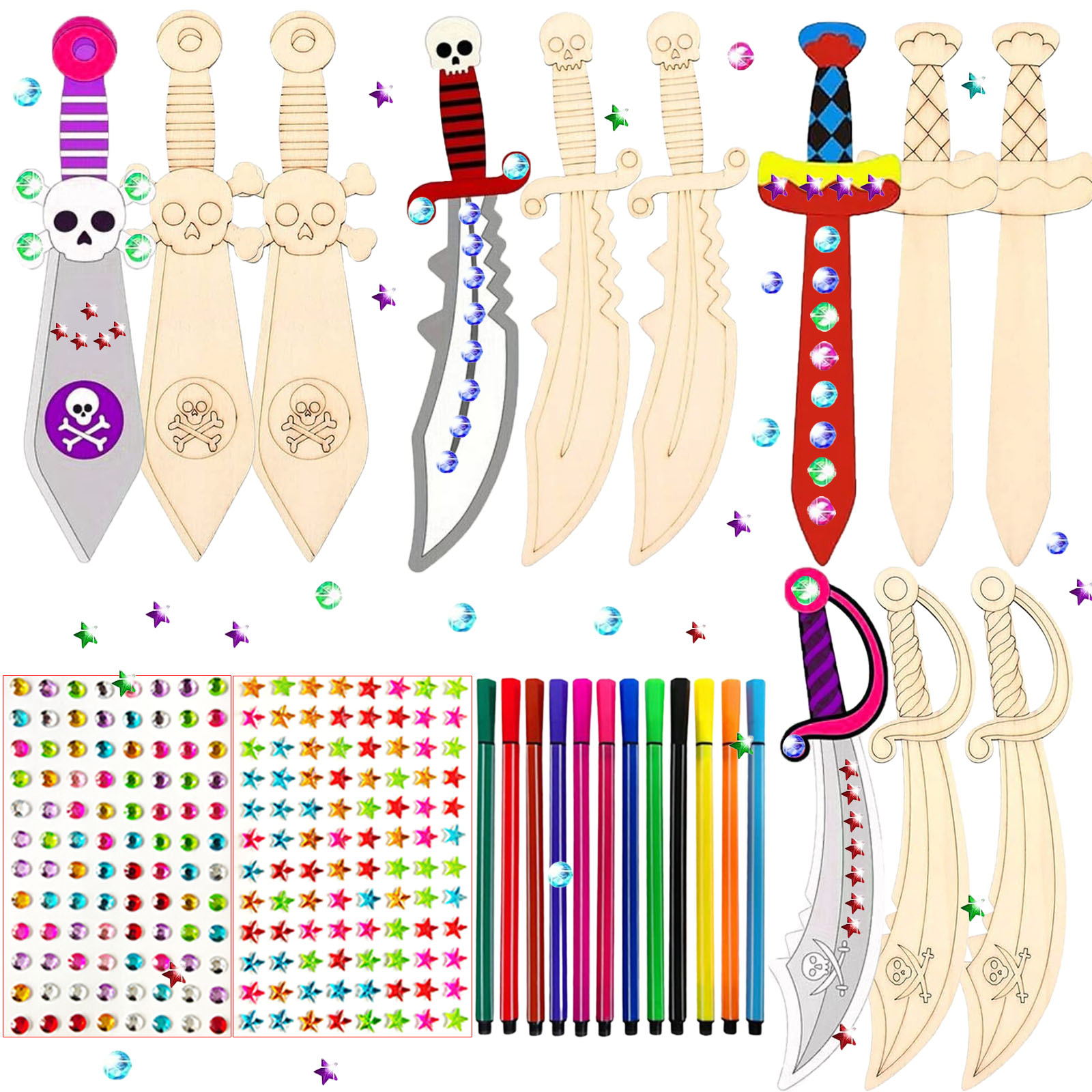 Soap Making Kit For Kids - 216PCS unfinished DIY wooden pirate knife