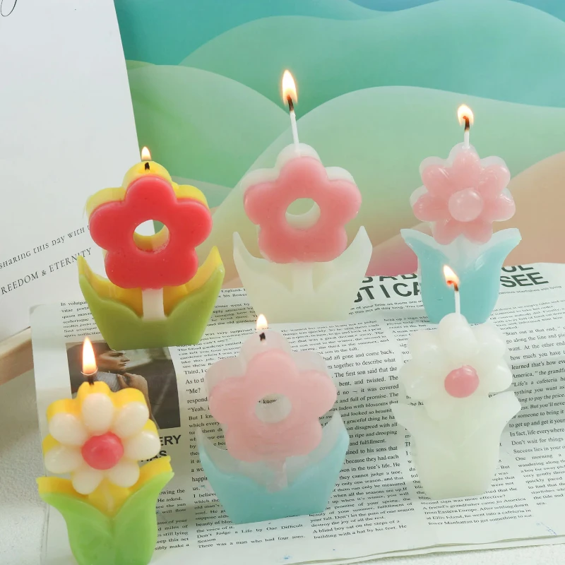Soap Making In Home - Flower Aromatherapy Candle Silicone Mold Candle