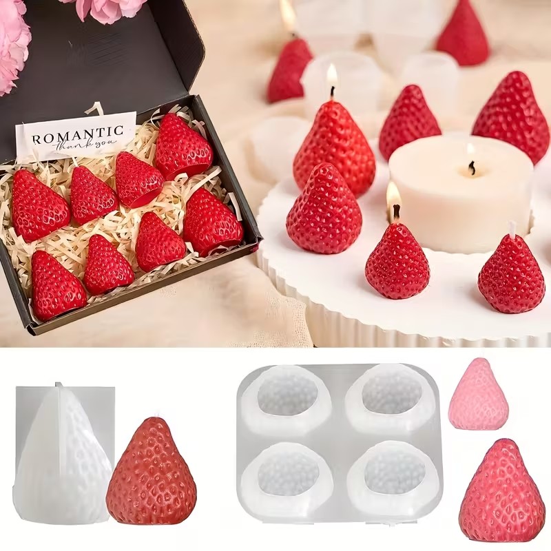 Soap Making Tray - Strawberry Silicone Candle Mold for DIY