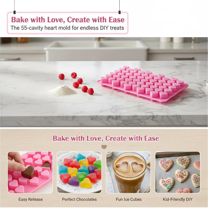 55 Grids Heart Silicone Cake M - огляд і ціна Soap Making Tray