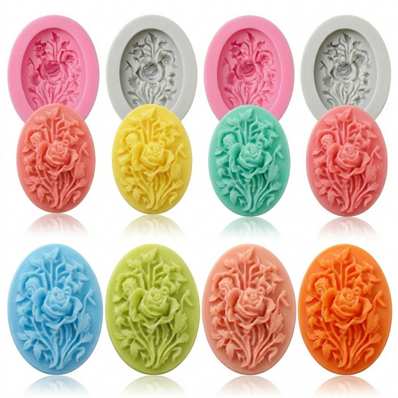 4 Silicone mold with flower sh - огляд і ціна Soap Making Tray