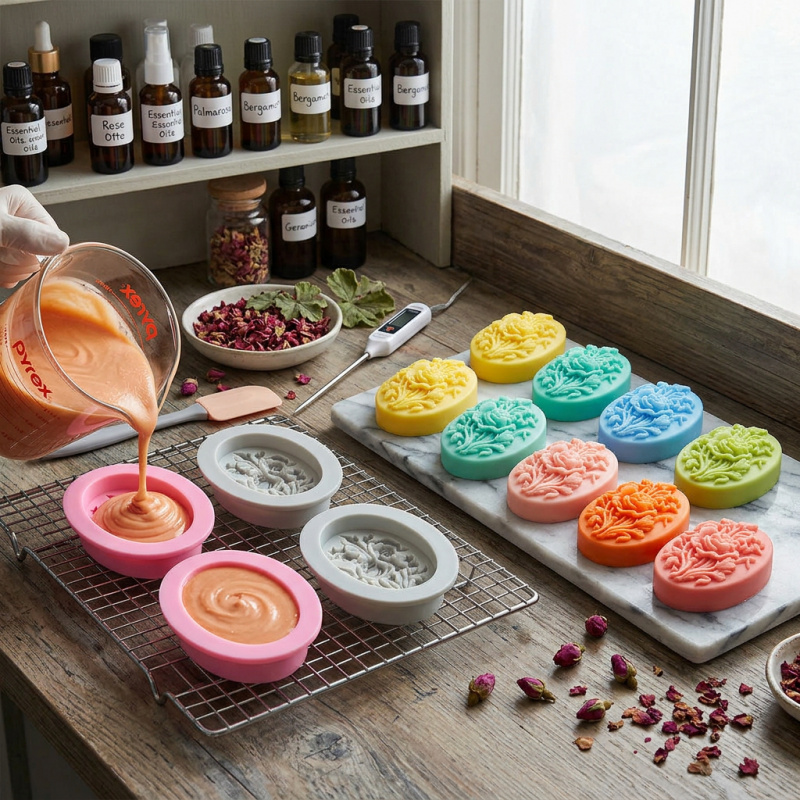 4 Silicone mold with flower sh - огляд і ціна Soap Making Tray
